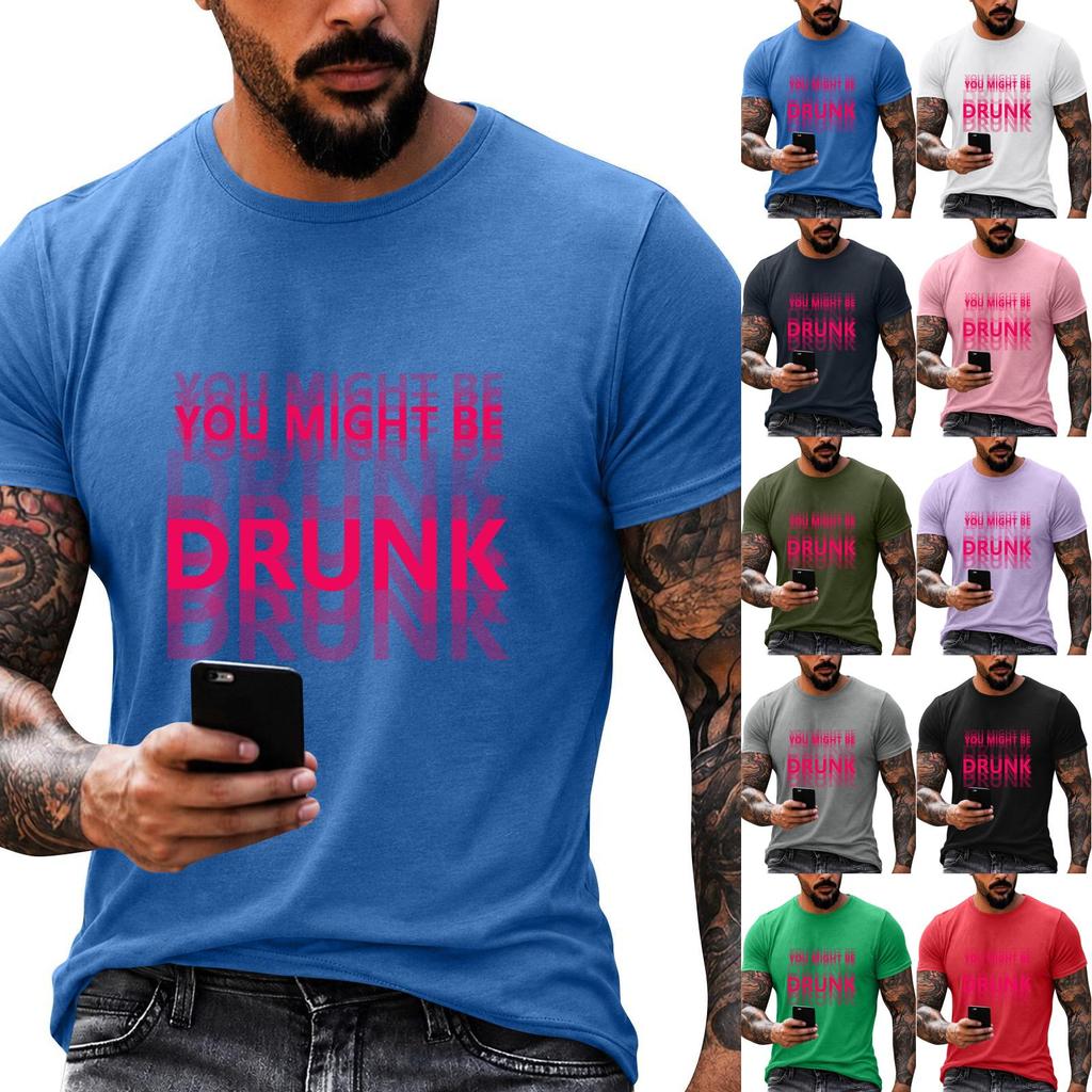 Men's Quirky Casual Loose Fit Letter Print T-Shirt for Daily Wear
