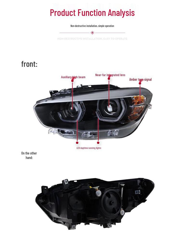 LED Projector Headlight Assembly for BMW 1 Series Hatchback (F20, 2015-2018) with DRL