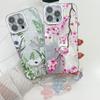 Suitable for IPhone16E Flower and Grass Phone Case Bracelet, Apple 15promax Glitter Lens Film Electroplated Case