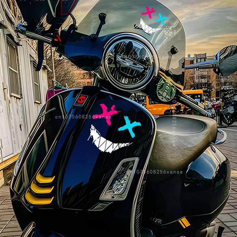 Motorcycle Helmet Stickers Car Reflective Waterproof Smile Face Decal Motocross Auto Rear Window Personalized Stickers