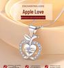 Korean Style Sterling Silver Apple Pendant with Diamonds - Fresh Fruit Christmas Jewelry