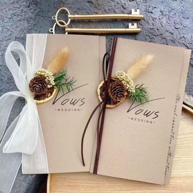 Mori Style Wedding Vows Book Set - Bride & Groom Vow and Speech Cards