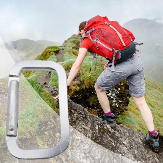 10 Peças Mosquetões de Camping Fechos de Caminhada Fivelas Resistentes Compactos Portáteis Multifuncionais Chaveiro Pesado Mosquetões Quadrados de Metal