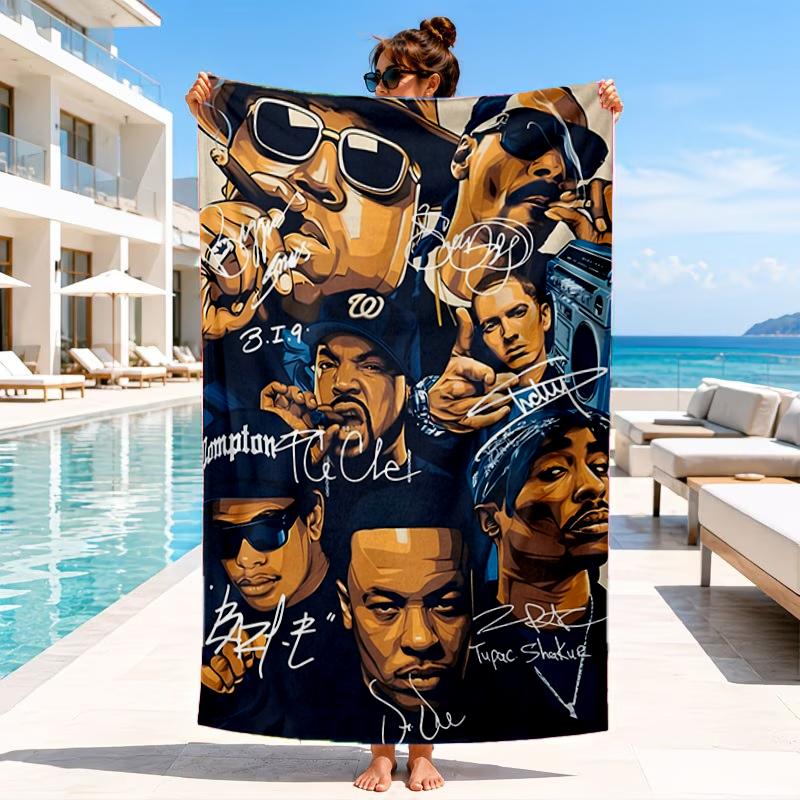 Rap Legend In Blue Beach Towel, Microfiber Beach Towel, Perfect For Pool, Beach, Travel, Home Decor Beach Party Fan Gifts