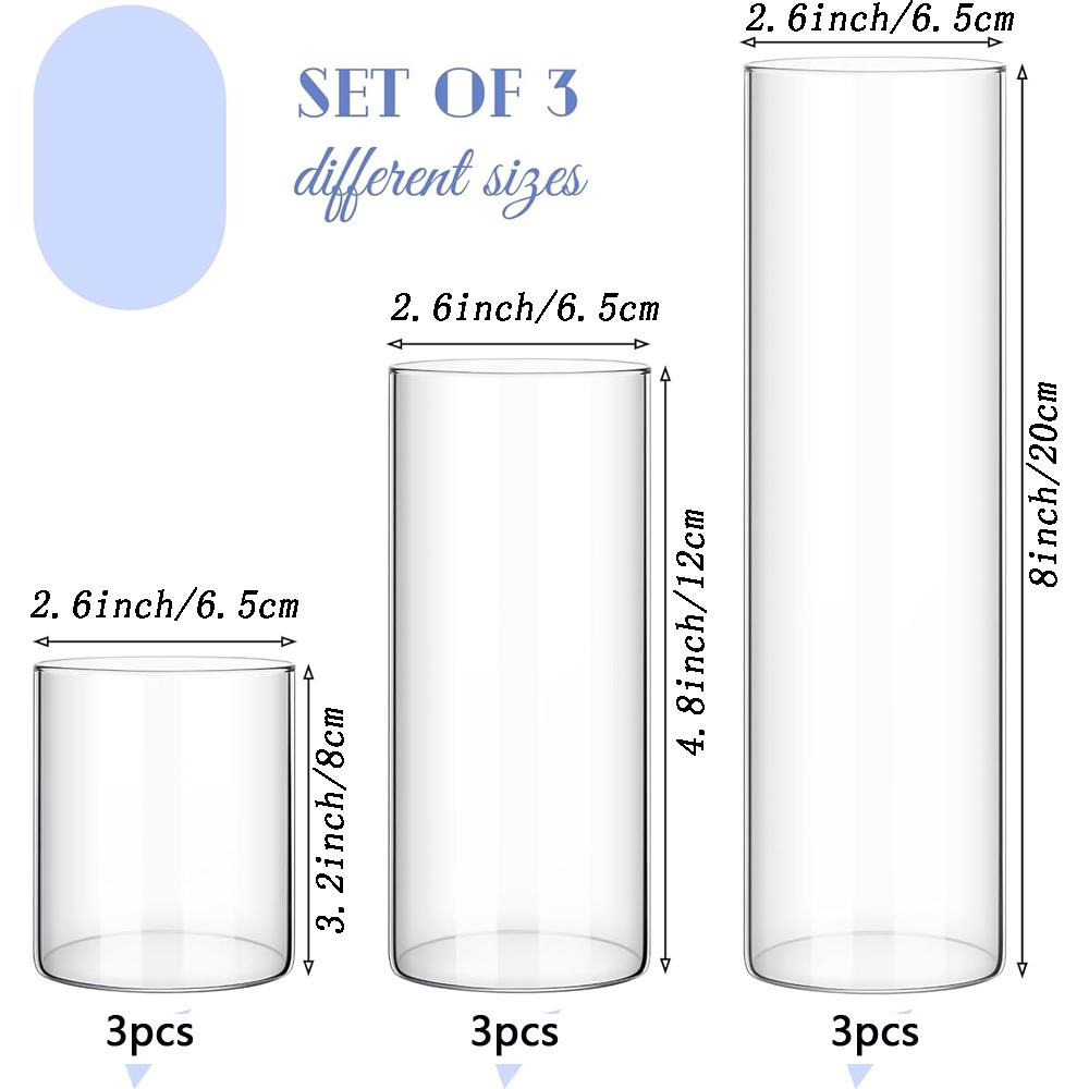 

Glass Cylinder Vases for Centerpieces Tall Flower Vase for Wedding Decorations, Clear Floating Candle Vases in Bulk, Home Decor