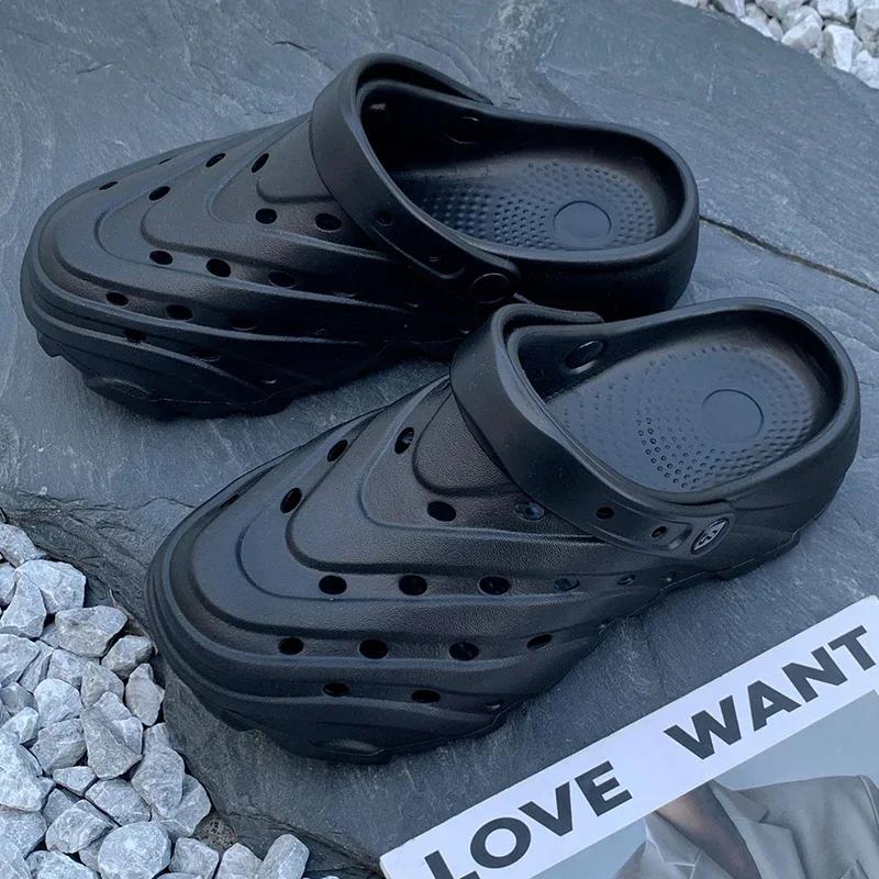 

Fashion 2025 New Fashionable Women s EVA Slippers Soft Thick Sole Home Use Non-Slip Odorless Beach Slippers for Outer Wear 36-37 чёрный