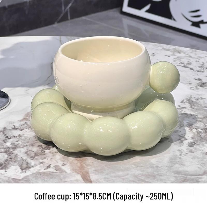 Elegant Nordic Coffee Cup & Saucer Set: English Afternoon Tea Ceramic, High Temperature Resistant 301-400ml
