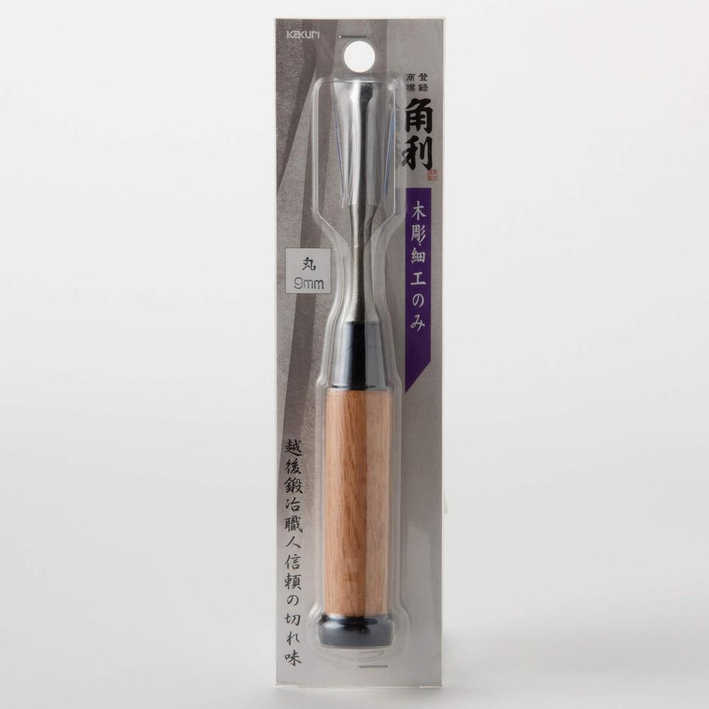 Square Chisel for Wood Carving, Red Oak Handle, Round, 9mm