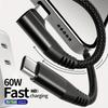 60W 3A USB-C auf Typ-C Schnelllade-Geflechtdatenkabel 90-Grad-Rechtwinkel für iPhone 15 Plus Pro Max Android für iPad