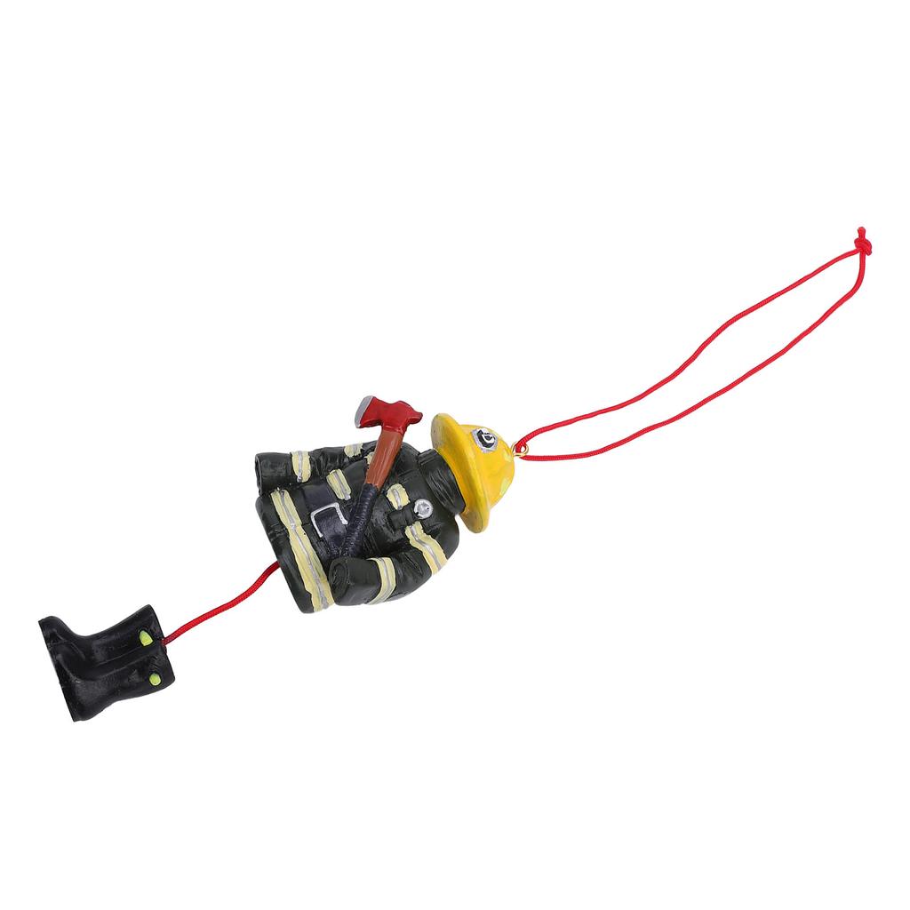 Xmas Firefighter Hanging Ornament Yellow Green Color Matching Resin Fireman Xmas Tree Car Decoration