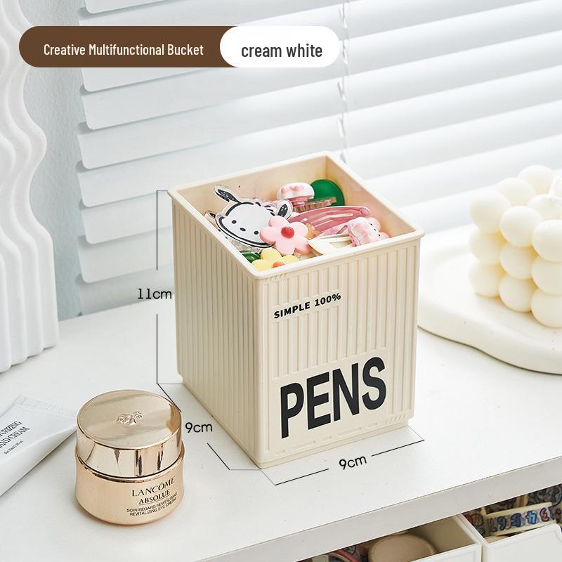 Creative Desktop Pen Holder - Large Capacity Plastic Storage Box for Students, Girls, and Offices