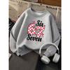 Kids Unisex Crewneck Sweatshirt, Pink Checkered Heart Number 67 Print Pullover, Cute Casual Birthday Sweatshirt For Boys Girls Kids Over 4 Years Old