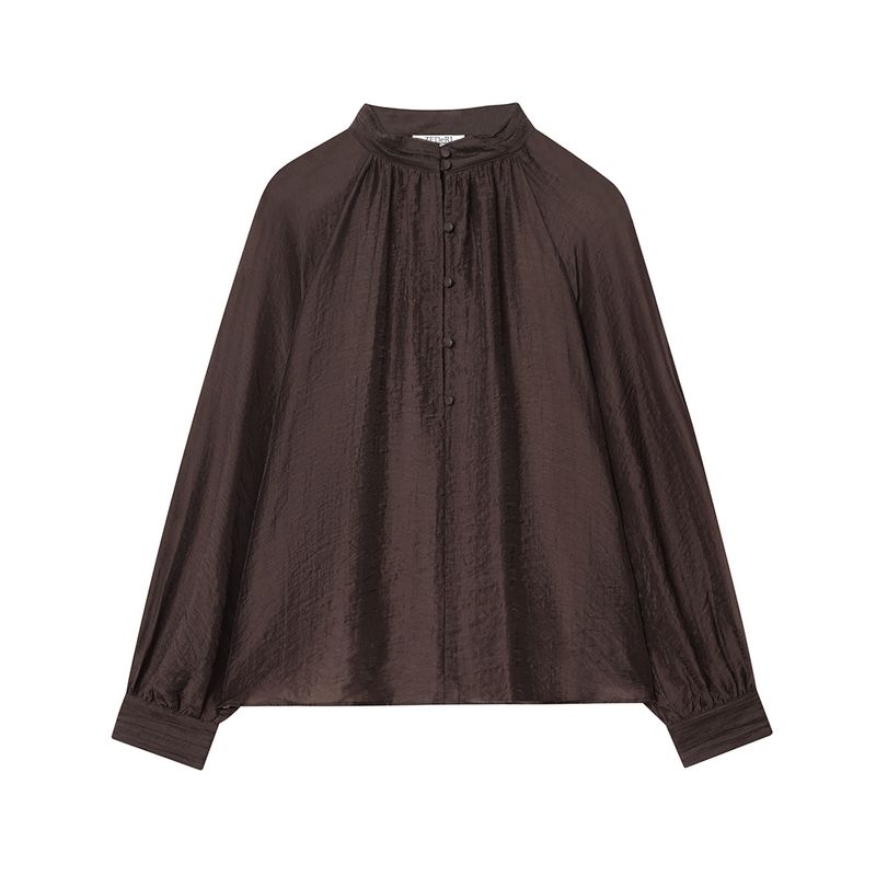 

Kaslead New Women clothes Western Style Versitile Fashion Puff sleeve Translucent Shirts 5029192 Picture Color L