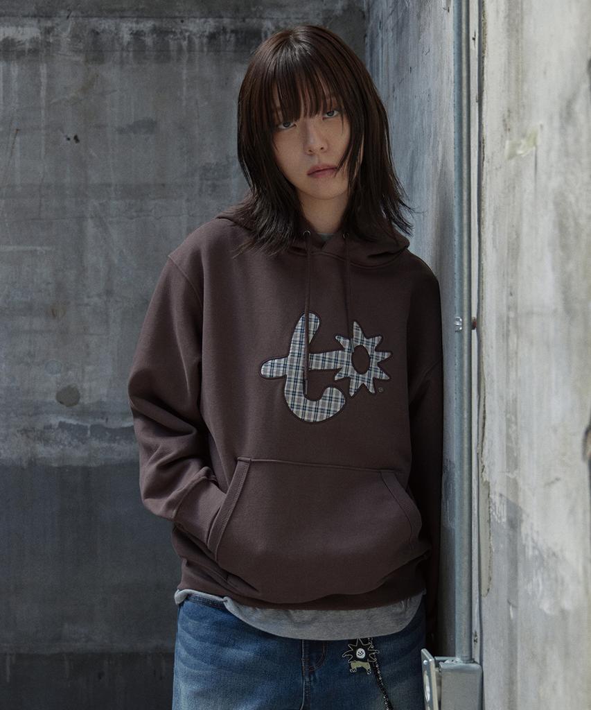 Brown Applique Embroidery Hoodie