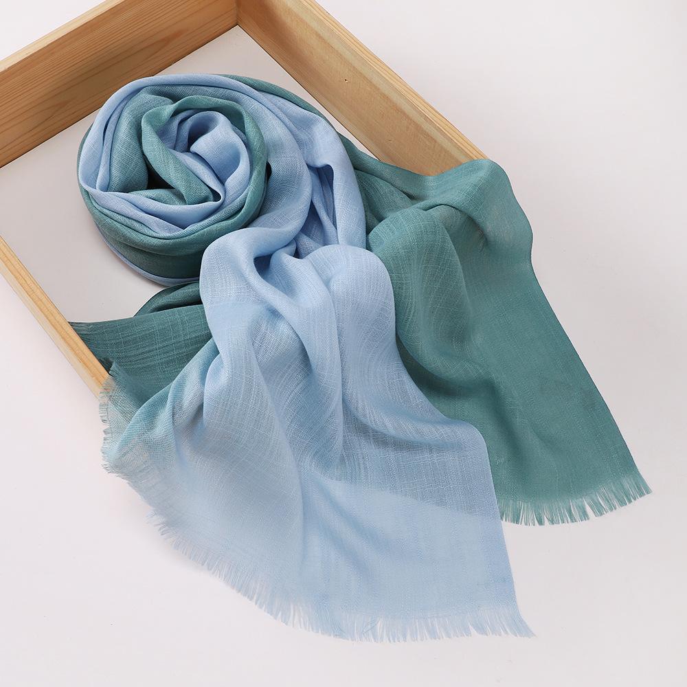 New two-color spliced bamboo cotton scarf, women's bag head color yarn scarf