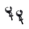 Drop Cross Earring Mens Egyptian Ankh Michael Hang Dangle Earrings Black Stainless Steel Male Punk Jewelry