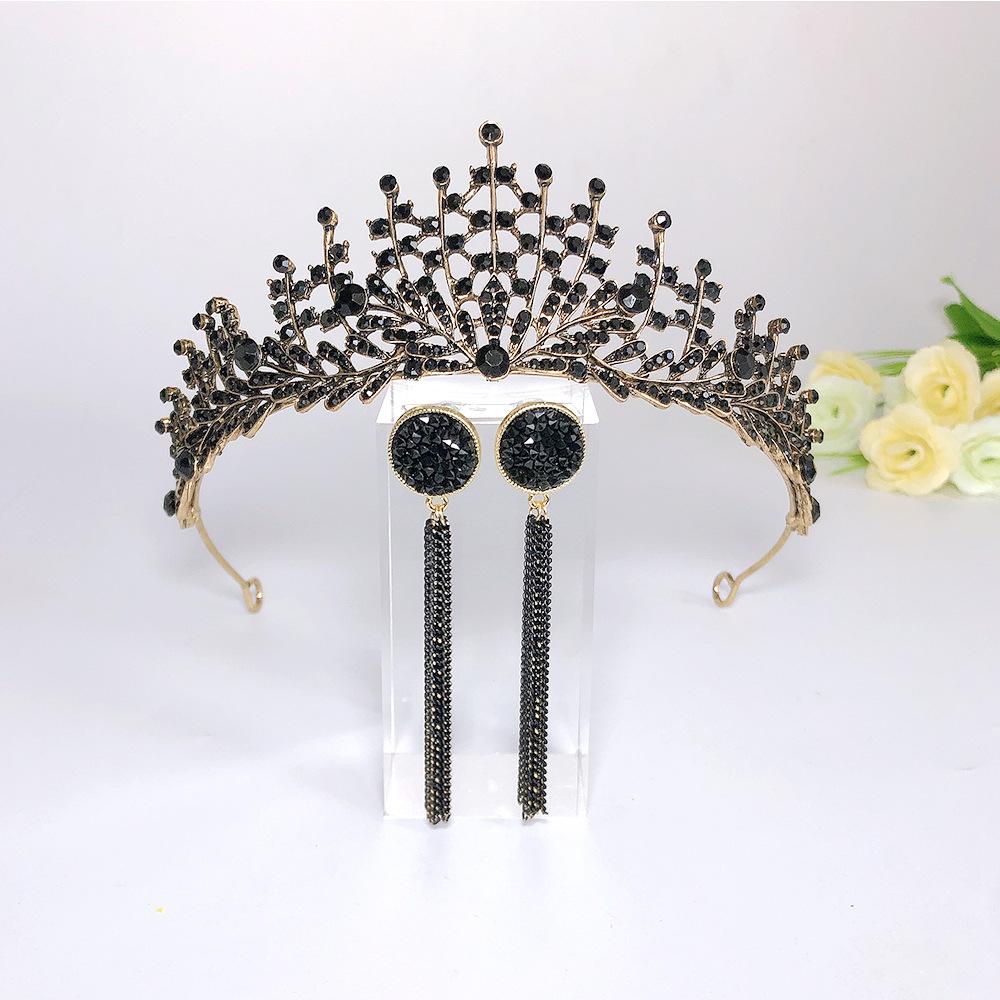 Baroque Retro Black Fashion Crown Bridal Tiara Prom Party Birthday Queen Crown Girl