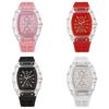 Transparent Barrel Shape Watch With Quartz Movement Casual Mens Silicone Strap For Daily Wear