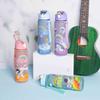 650ml Cute Cartoon Astronaut Heat-Transfer Plastic Cup Outdoor Sports Portable Lanyard Straw Locking Student Water Cup
