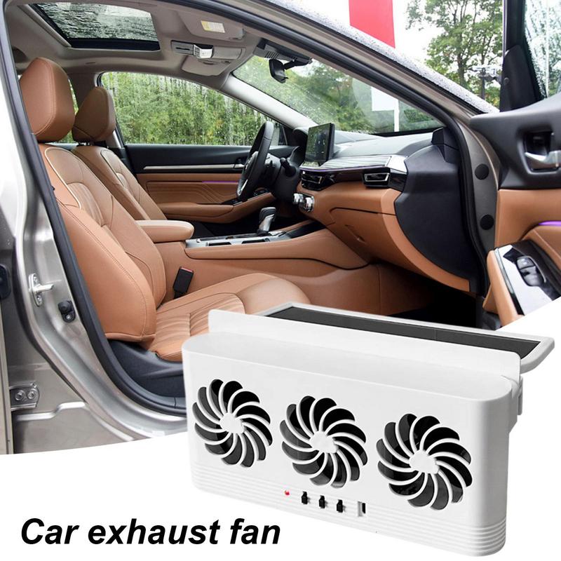 Solar Powered Car Ventilator Exhaust Fan Auto Cooling Exhaust Cycle Fan Three-Head Design Cooling Tool for RV Car SUV Truck