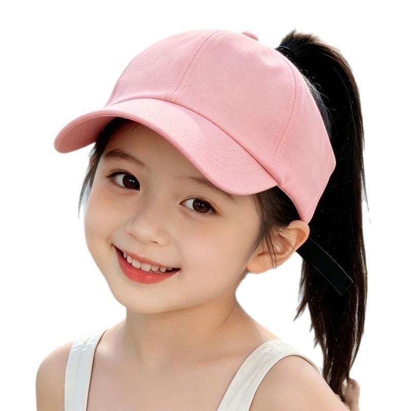 Curved Brim Half Children's Hat Solid Color Empty Top Cap Zhejiang Baseball Cap New Outdoor Leisure Ponytail