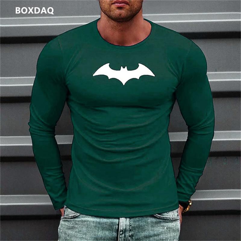Bat Graphic 3D Printed Men's T-shirts Long Sleeve Street Style Hip Hop T-shirts Plus Size Loose Casual Sporty Tops Clothing