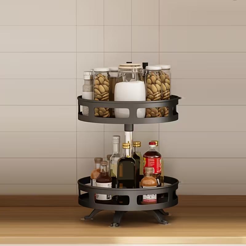 Rotatable Kitchen Storage Rack Kitchen Accessories Spice Storage Rack Clean Storage 360 Degrees Rotatable Organizer Turntable