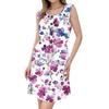 Women's Fashion Sleeveless Round Neck Printed Decorative Button Double Pocket Lace-up Dress