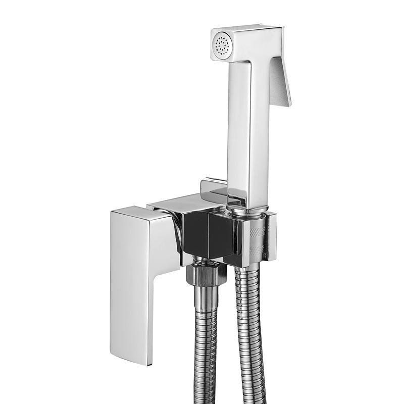 

Brass Bathroom Bidet Faucet Black High Pressure Shower Tap Washer Mixer Cold Hot Water Mixer Crane Square Shower Sprayer Head
