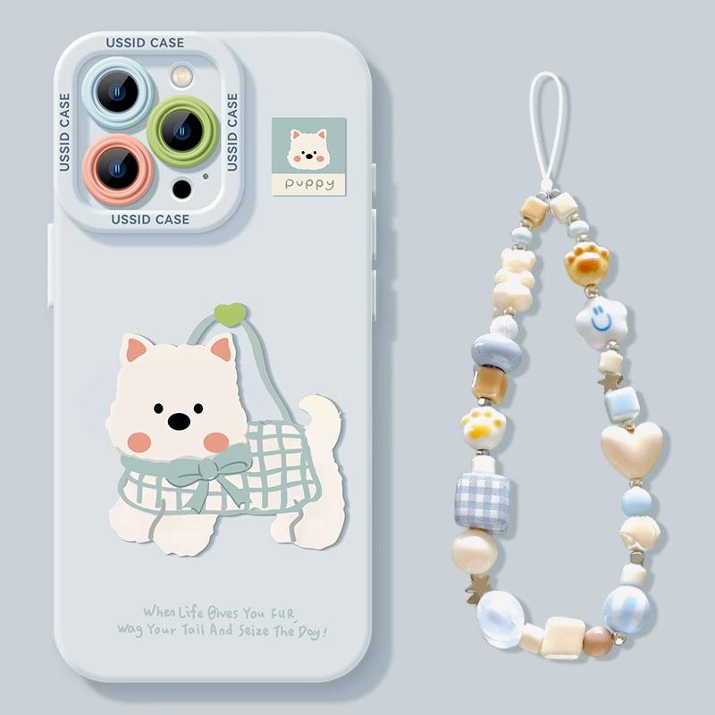 West Highland Puppy Apple 17promax Mobile Phone Case 16 Blue 15plus Silicone 14 with Lanyard 13 All-inclusive Cover