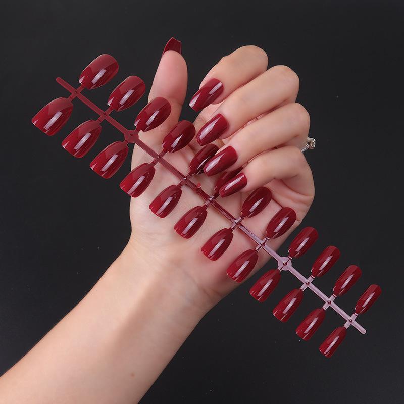 24pcs/set DIY Quick Nails Short Ballet Glossy False Nails Multicolor Strips Finished Wear Manicure