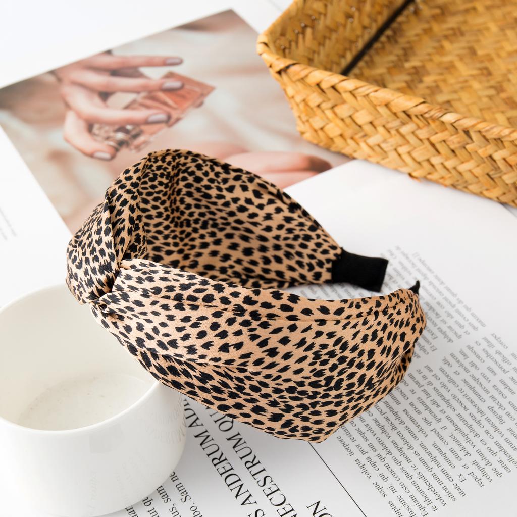 Fashion Printing Leopard Headband Wide Cross Women Hairband Flower Elastic Bow Hair Hoop Bands Bezel Knot Girls Hair Accessories