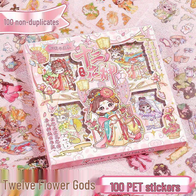 100 Transparent PET Waterproof Cartoon Stickers for Journals - Durable, No-Trace DIY Decoration
