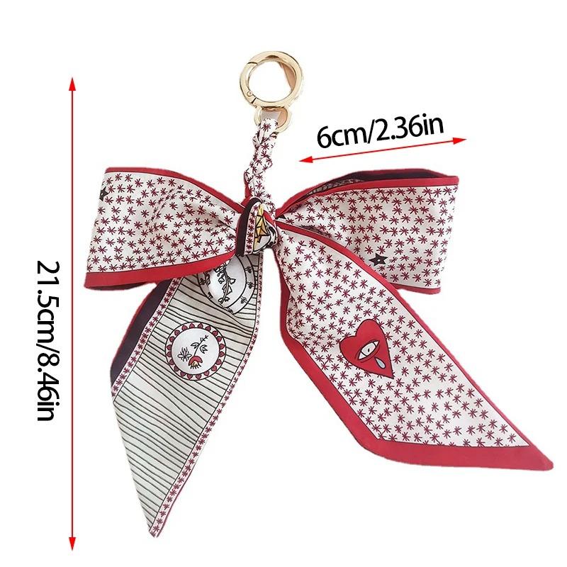 Women's Ribbon Bow Fashion Weaving Silk Scarf Keychain Pendant Keyring Charm Bag Car Keychain Keychain Accessories