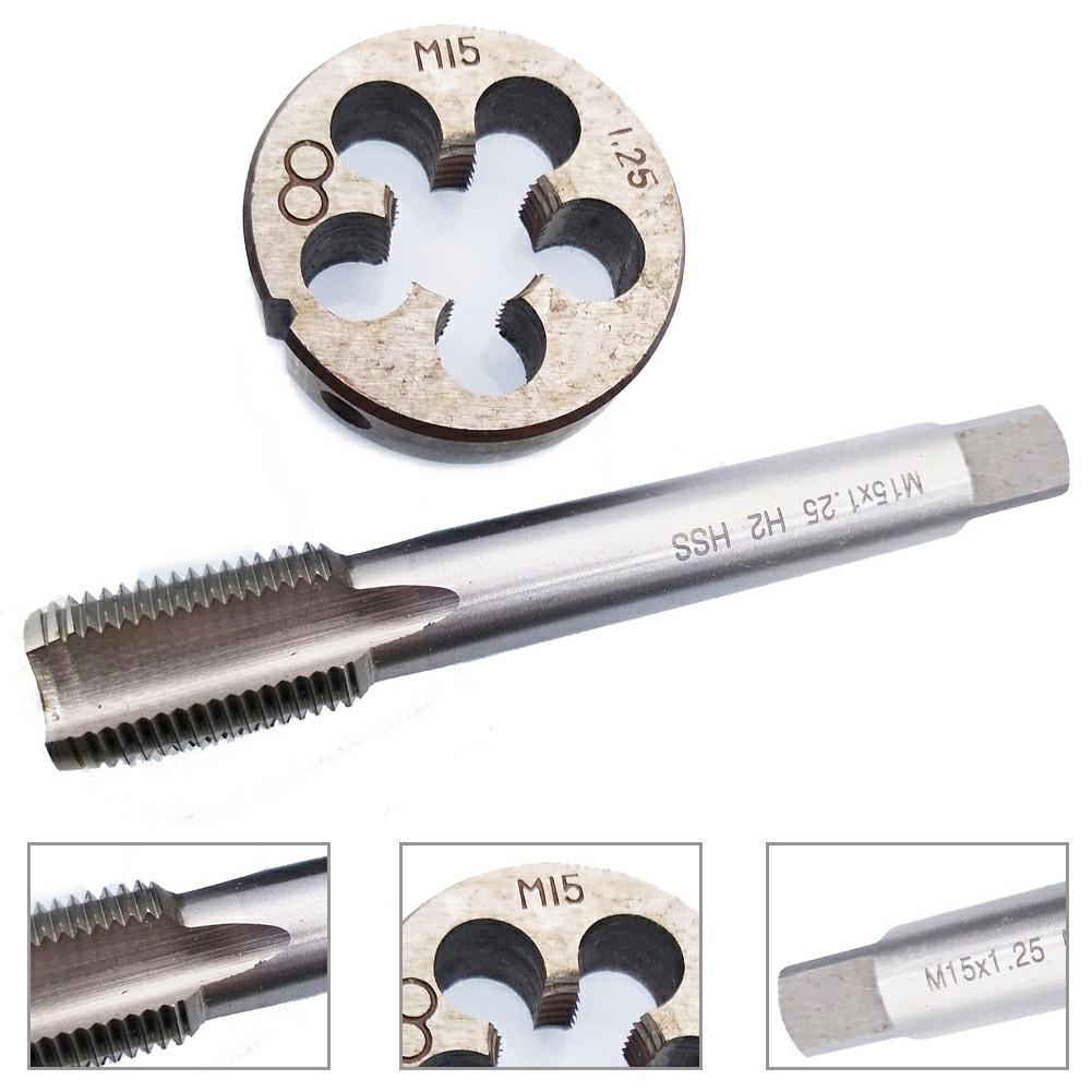 1pc HSS Machine M15 X 1.25mm Plug Tap and 1pc M15 X 1.25mm Die Threading Tool