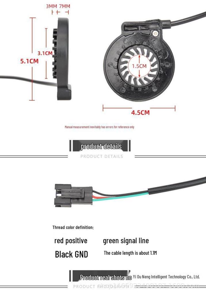 1:1 Integrated Booster Electric Bike Speed Sensor with Single/Double Hall, Left-Side Bottom Bracket Install