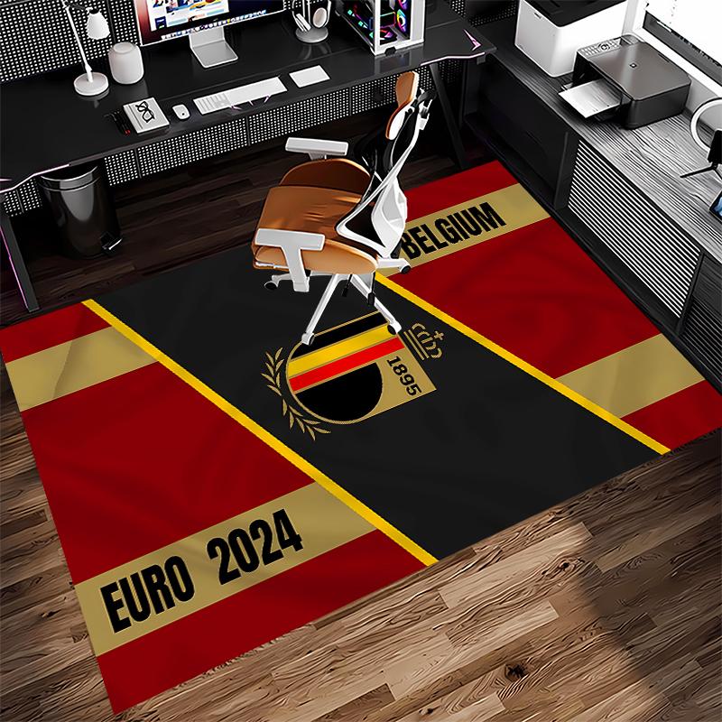 1pc Football Club Logo Print Area Rug - Soft, Washable Non-Slip Indoor Mat for Office Chairs, Living Room, Home Office Decorative Rug