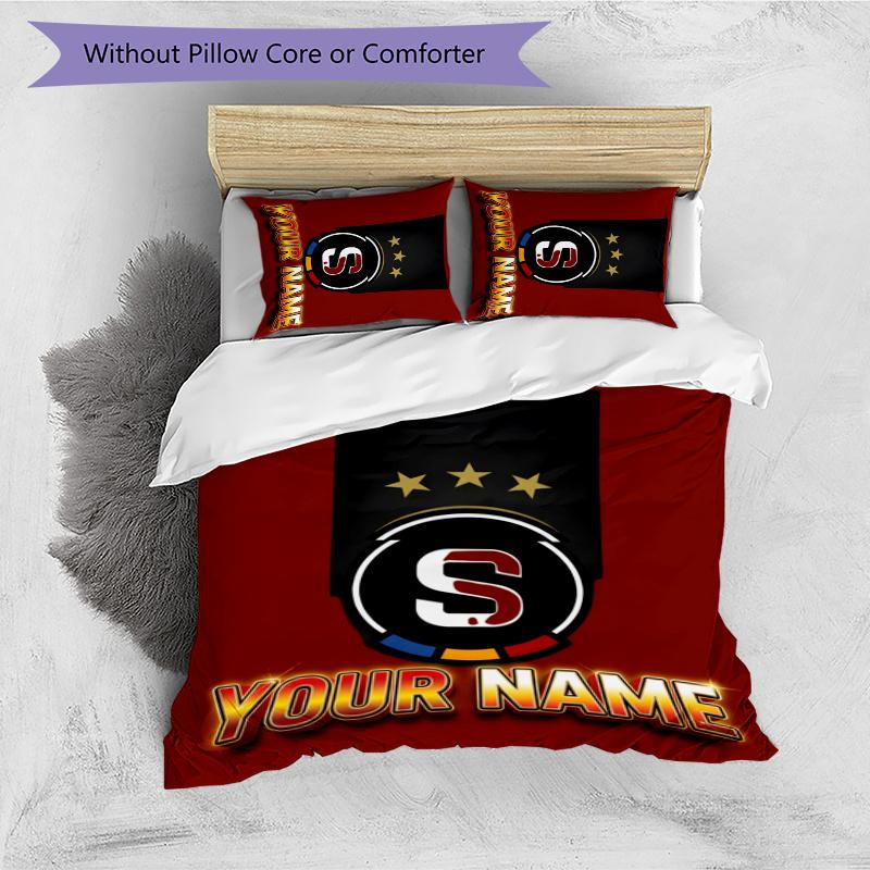 3pcs AC Sparta Praha Cover Set - Personalized Name, HD Printed Bedding with 1 Cover and 2 Pillowcases - Perfect for Home Decor, Easy Care