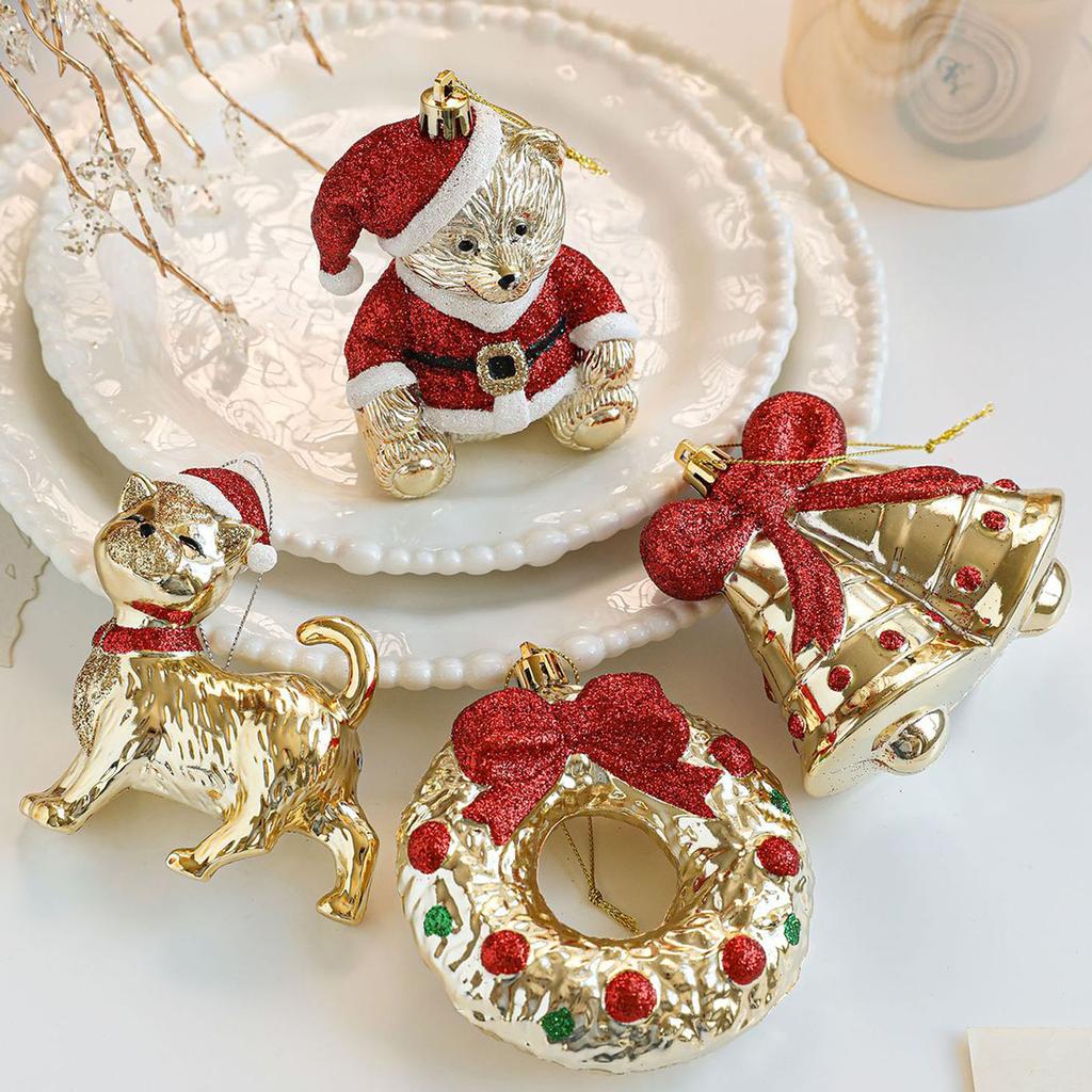 Christmas Tree Decoration Shimmering ABS Tree Hanging Ornament for Door Mantels Wreath Winter Holiday Party Decoration