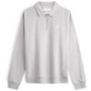 Casual Embroidered Square Logo Polo Neck Pullover Long Sleeve Sweatshirt Men Sweatshirt Pearl-Gray J325051
