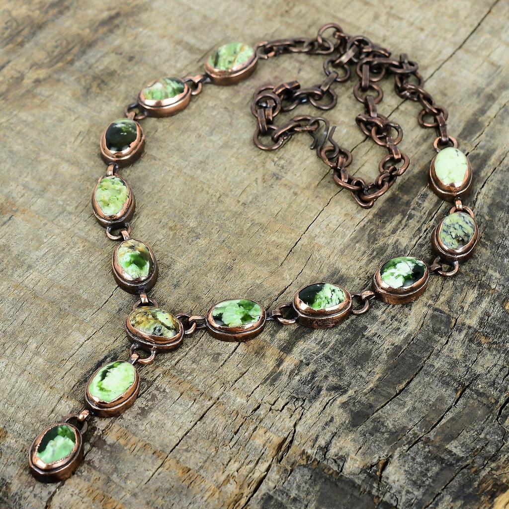 Australian chrome chalcedony necklace electroformed copper adjustable chain necklace copper gemstone jewelry handmade necklace wedding gifts