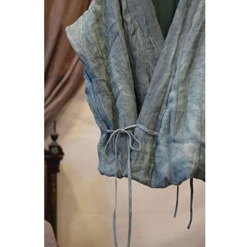 Johnature Herbst Frau Leinen Unregelmäßige Vintage Stil Weste Einfarbig Chinesischen Stil Casual Baumwolle Kleidung