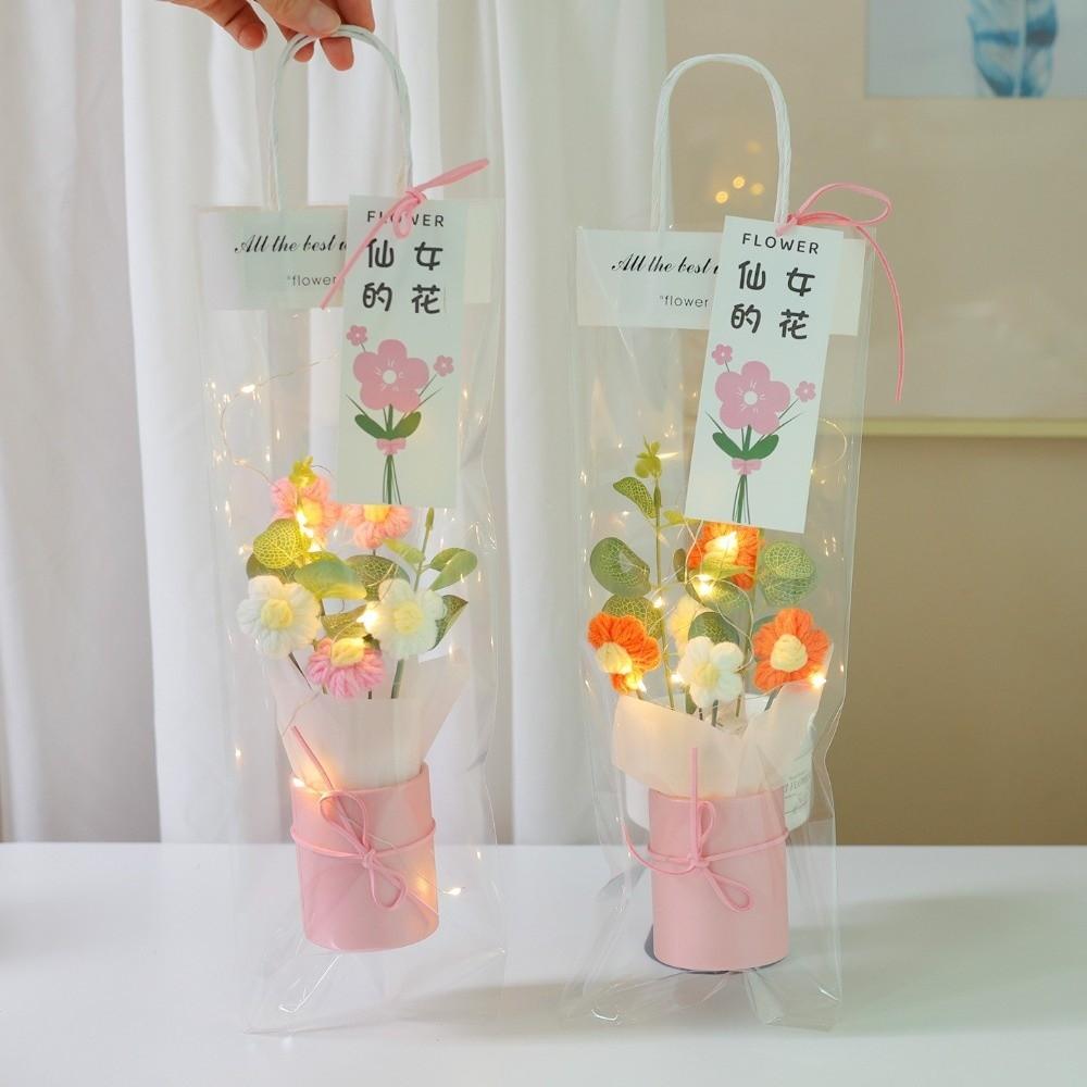 With Light String Crochet Flower Bouquet Artificial Flowers Decor  Teacher's Day Gifts