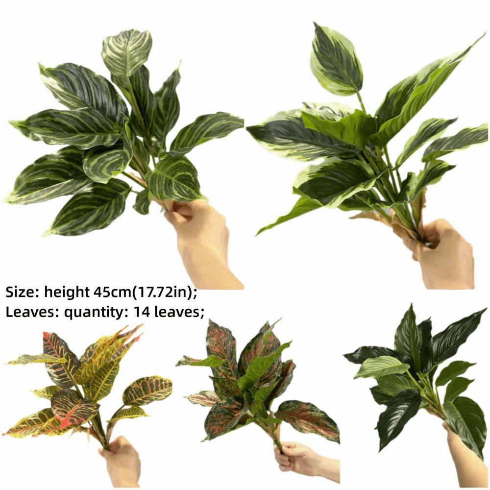 Creative 14 Leaves Artificial Plant Evergreen Green Scene Making Greenery Leaves Photo Props Plant Wall Wedding Ornament
