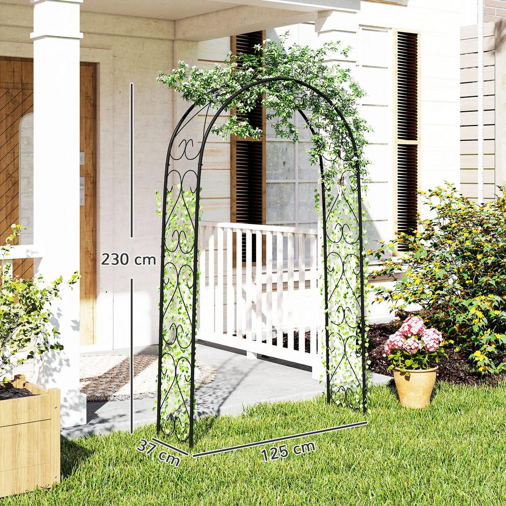 Garden Arch, Vintage Design, 125 X 37 X 230 Cm, Black