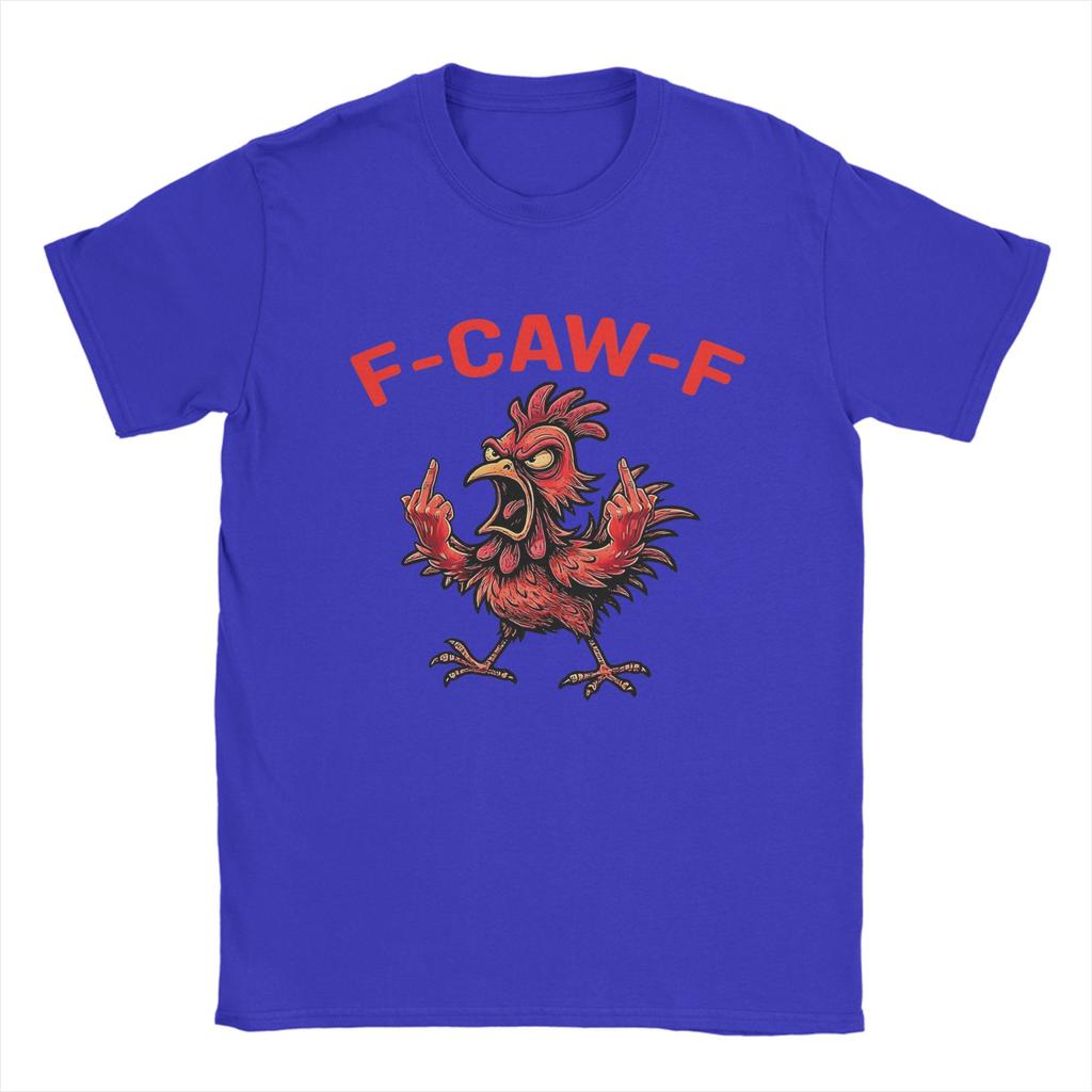 Vintage F-Caw-F-Chicken Shocked Rooster MeMe T-Shirts Men Round Neck Cotton T Shirt  Short Sleeve Tees Party Clothing