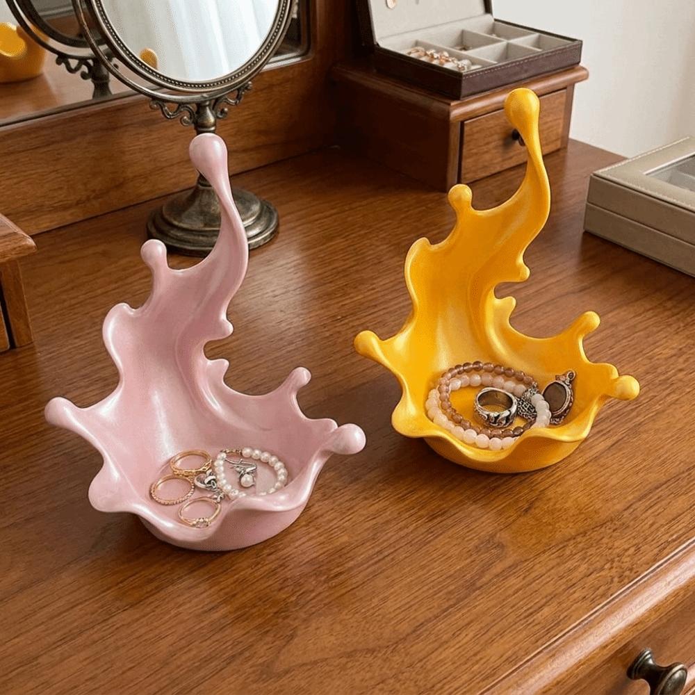 3D Printed Splash Shaped Jewelry Tray Wave Shaped Decorative Earring Necklace Storage Dish Vivid Plastic Key Ring Holder