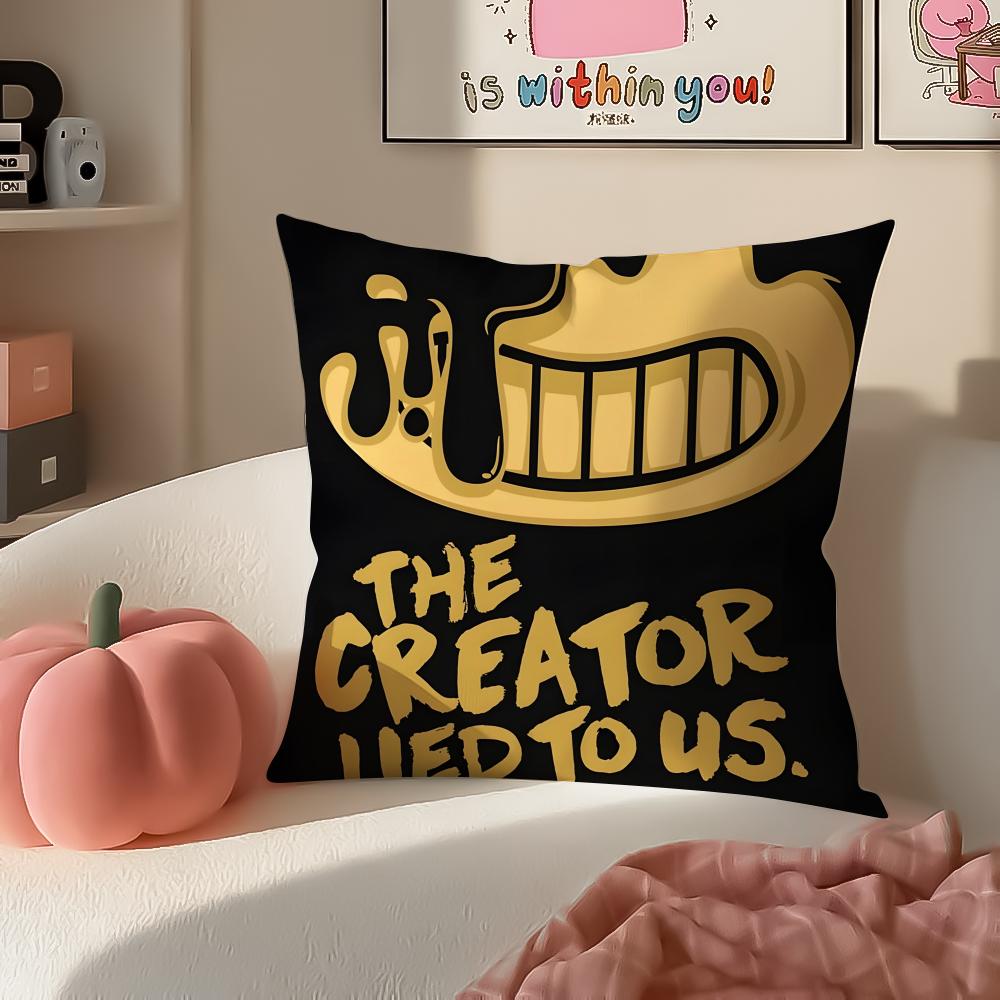 American Game BBendy and the Ink Machine Cushion Cover Pillowcase Short Plush Invisible Zipper Room Sofa Cushion Cover