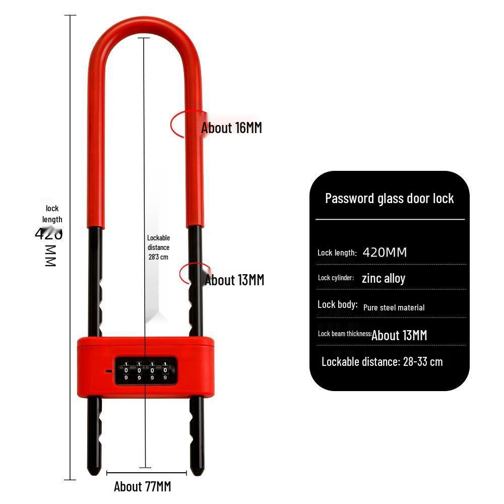 U-Shaped Glass Door Lock: Electric Scooter & Sliding Door Anti-Theft Password Lock