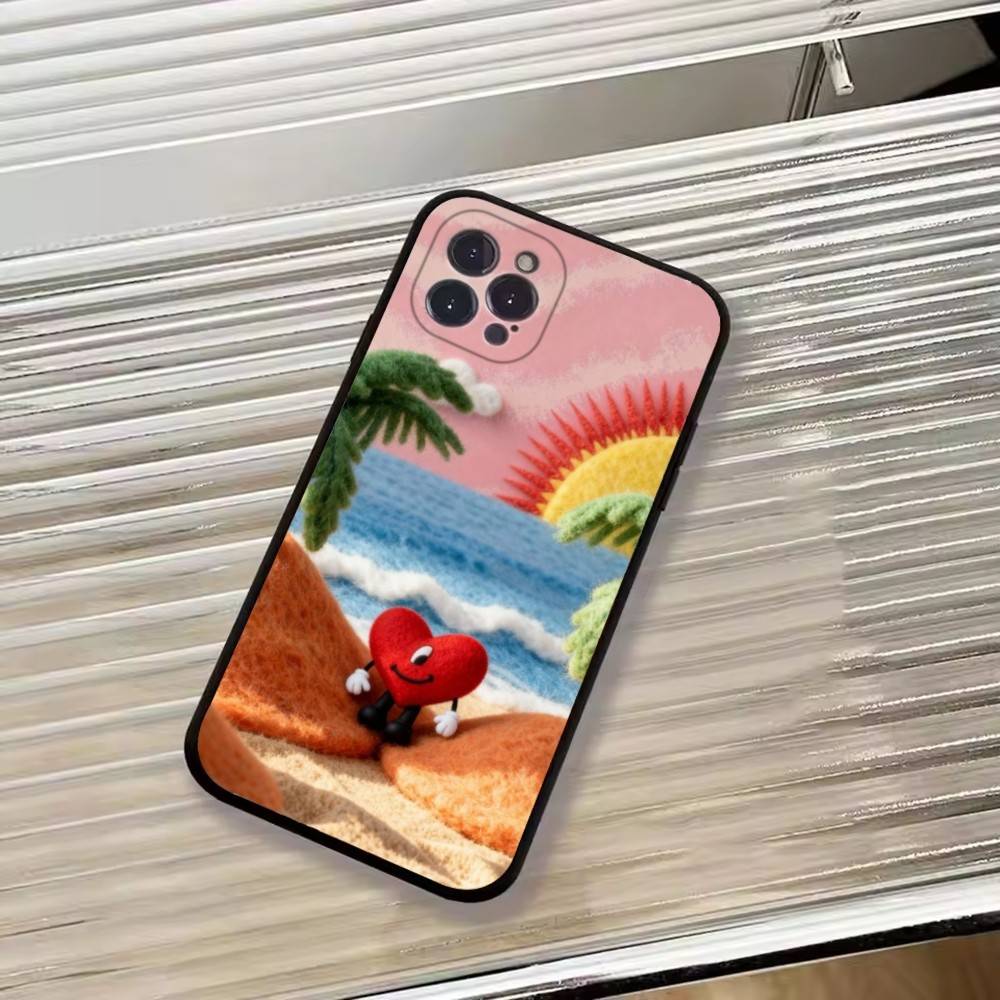 

Hot Singer B-Bad Bunny Phone Case For iPhone 17,16,15,14,13,12,11 Plus,Pro Max,XS,Soft Silicone Black Cover iPhone17Pro